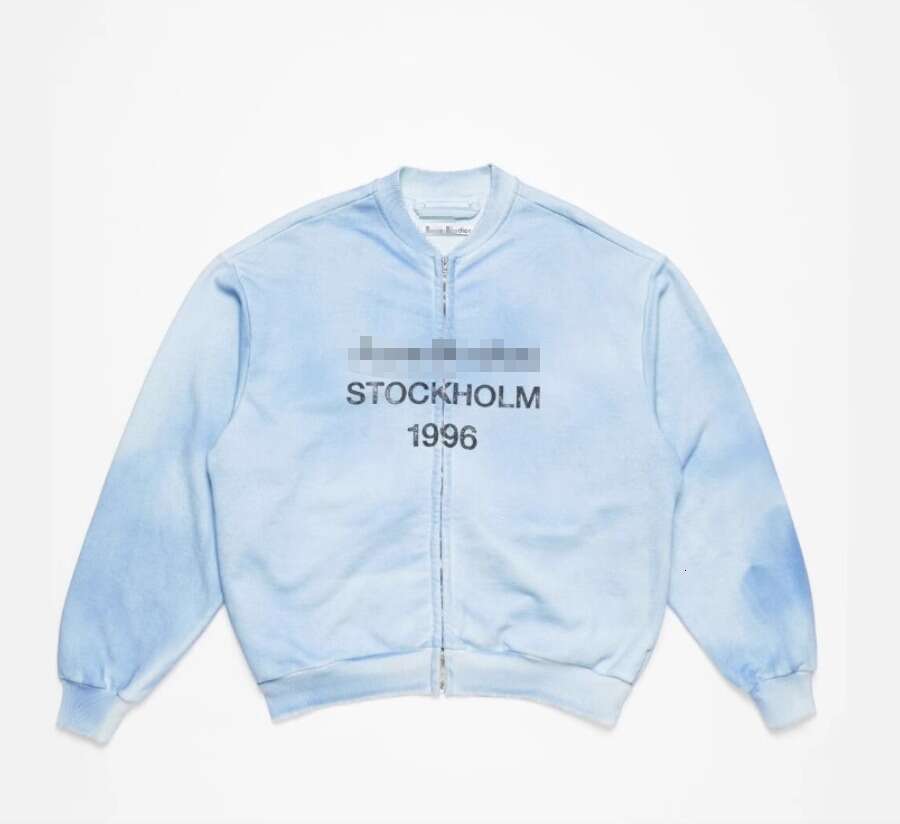 American Trendy AC Washed Outdated 1996 Damaged Casual Sports Loose Men's and Women's Zipper Hoodie Jacket
