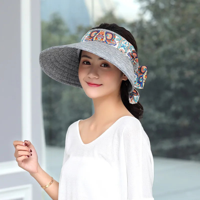 Fashion bow decoration UPV50 sunscreen outdoor sports hat mens empty top hat Visor hat Sombreros 250311BJ - view 7
