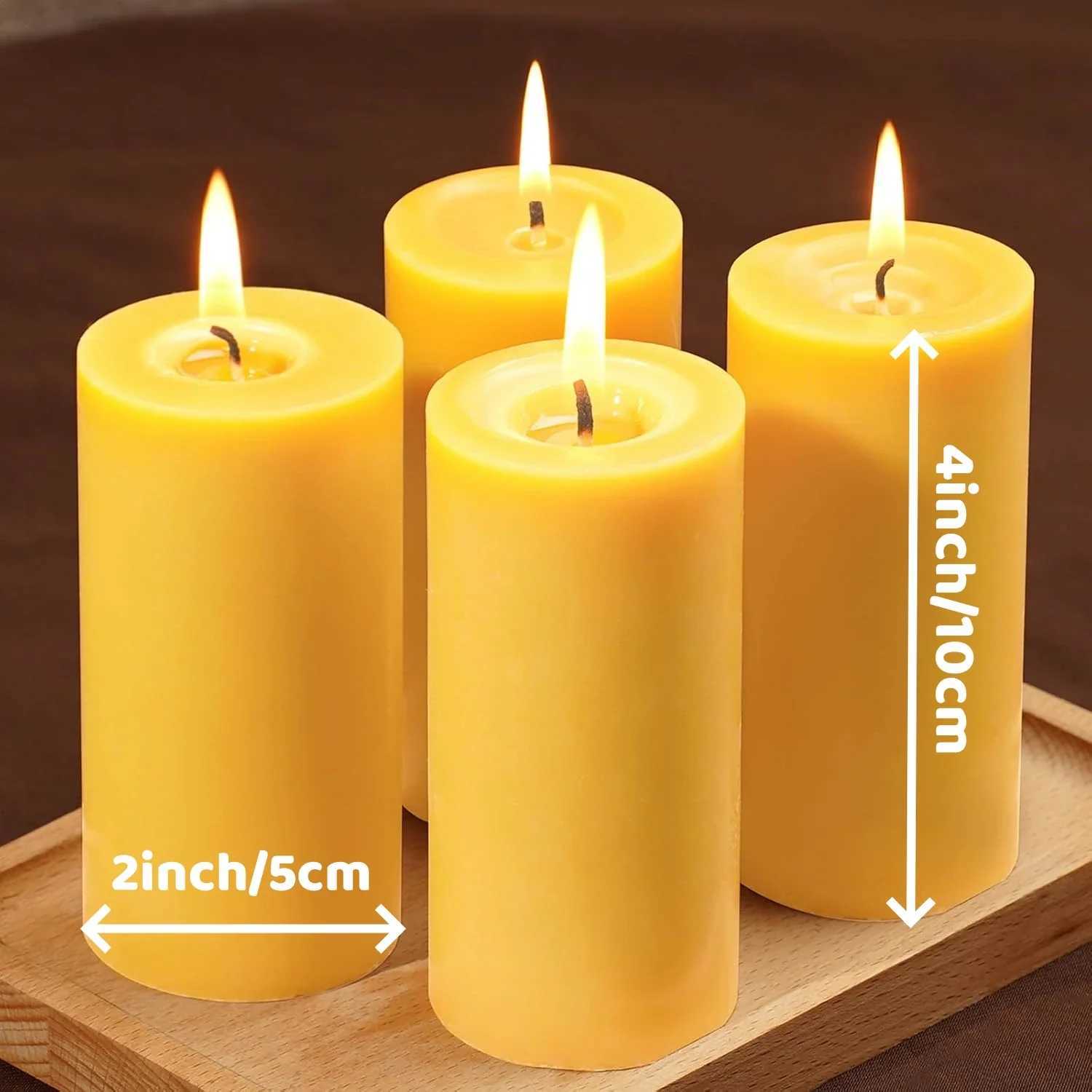 2-8PCS Driples Beeswax Pillar Candles Long Burning Smokeless Slight Honey Scent Candles for Emergency Bees Wax Home Deco RelaxC250313