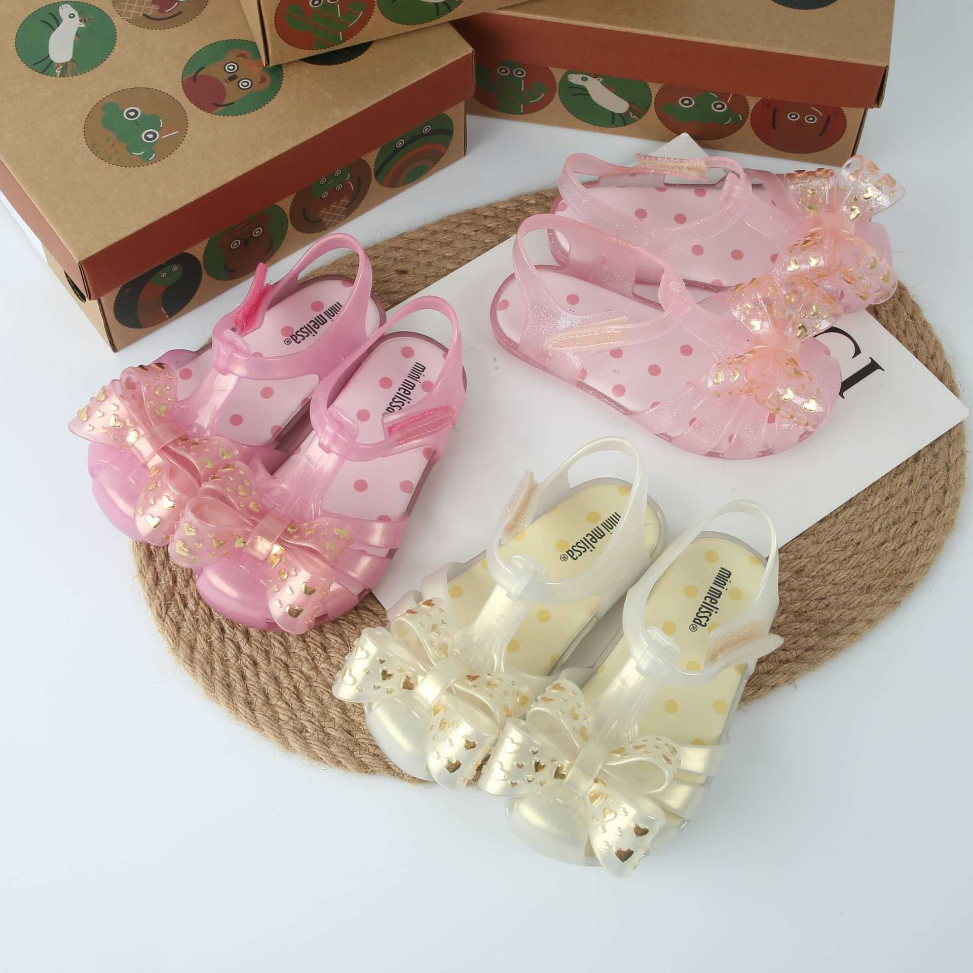 Sandals 2022 new Melissa bow hollow toe childrens jelly shoes sandals beach shoes fragrant shoesY25031546DD