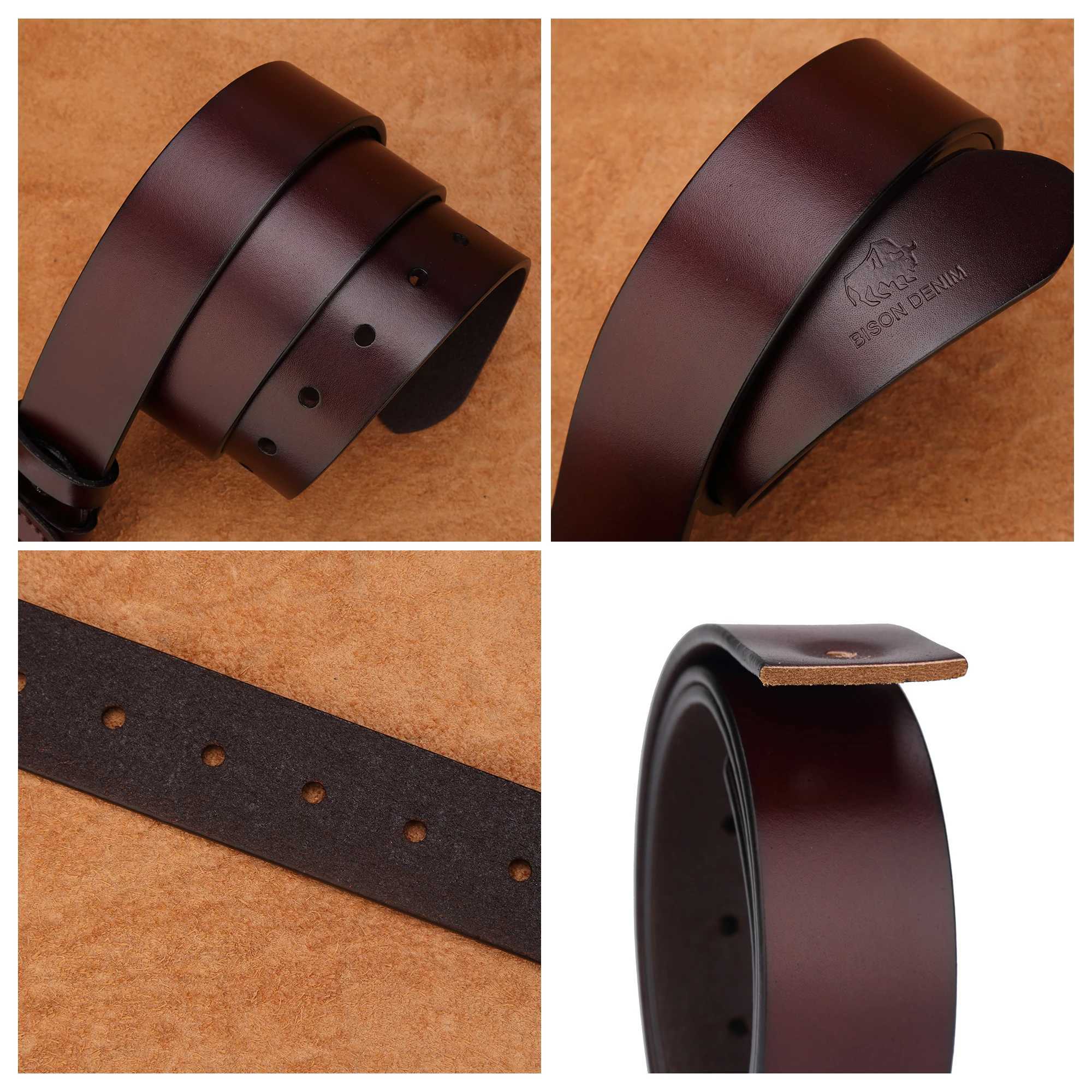 BISON DENIM Mens Genuine Leather Belt Gift Designer Jeans Belt Mens High Quality Denim Personalized Buckle Retro N71223 X250314