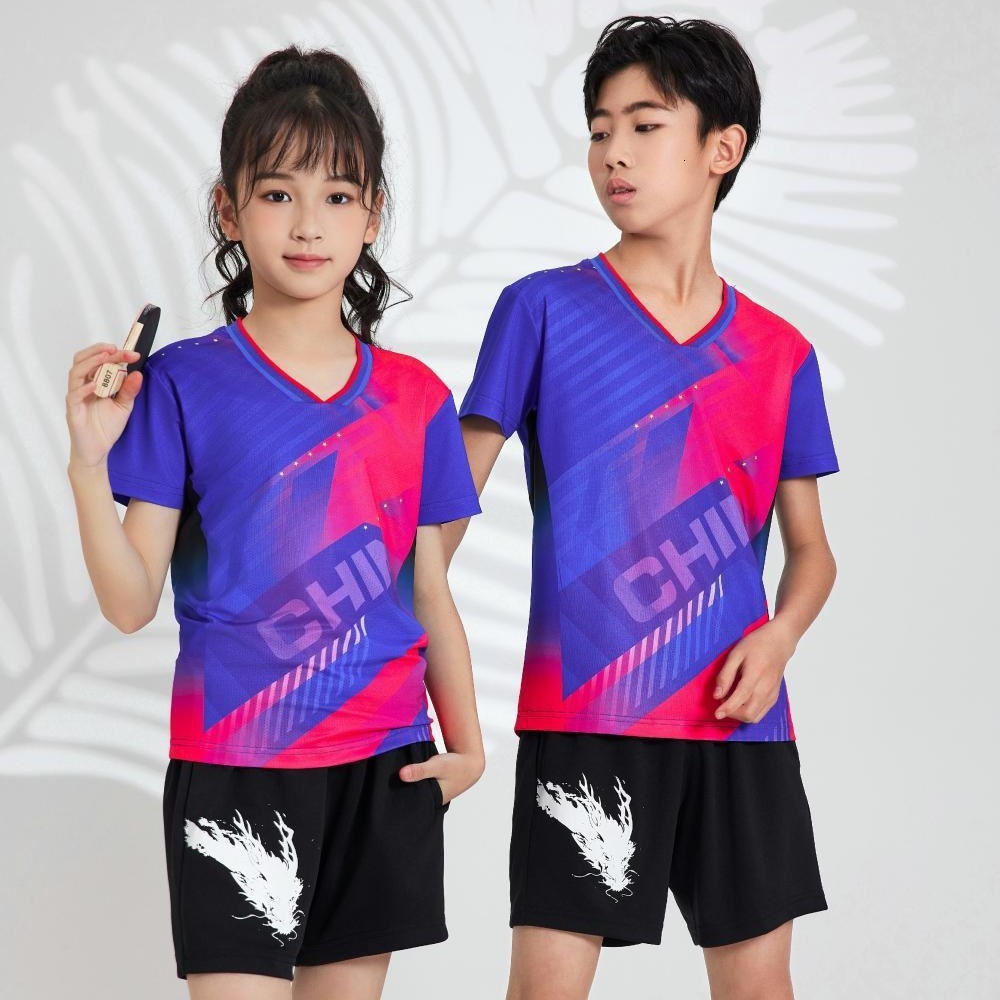 Ice silk spandex quick drying children's adult table badminton tennis training suit customized printing tracksuit