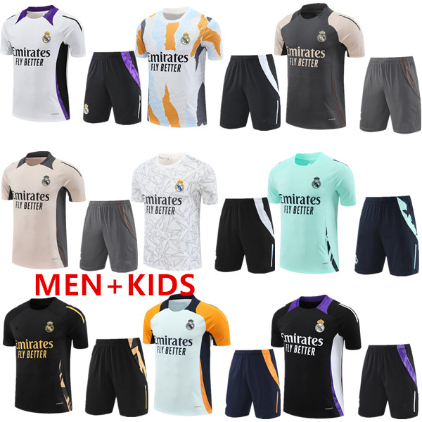 2024 2025 mbappe TRACKSUIT set TRAINING suit 24 25 BELLINGHAM VINI JR men and kids short sleeve vest football training suit chandal futbol surveyement AAA