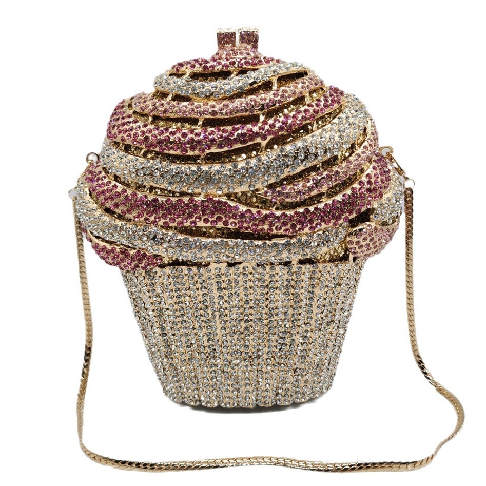 New Ice Diamond Studded Banquet Sailor Takes Women's Bag, Ice Cream Stone Bag Diamond Embellished Purse