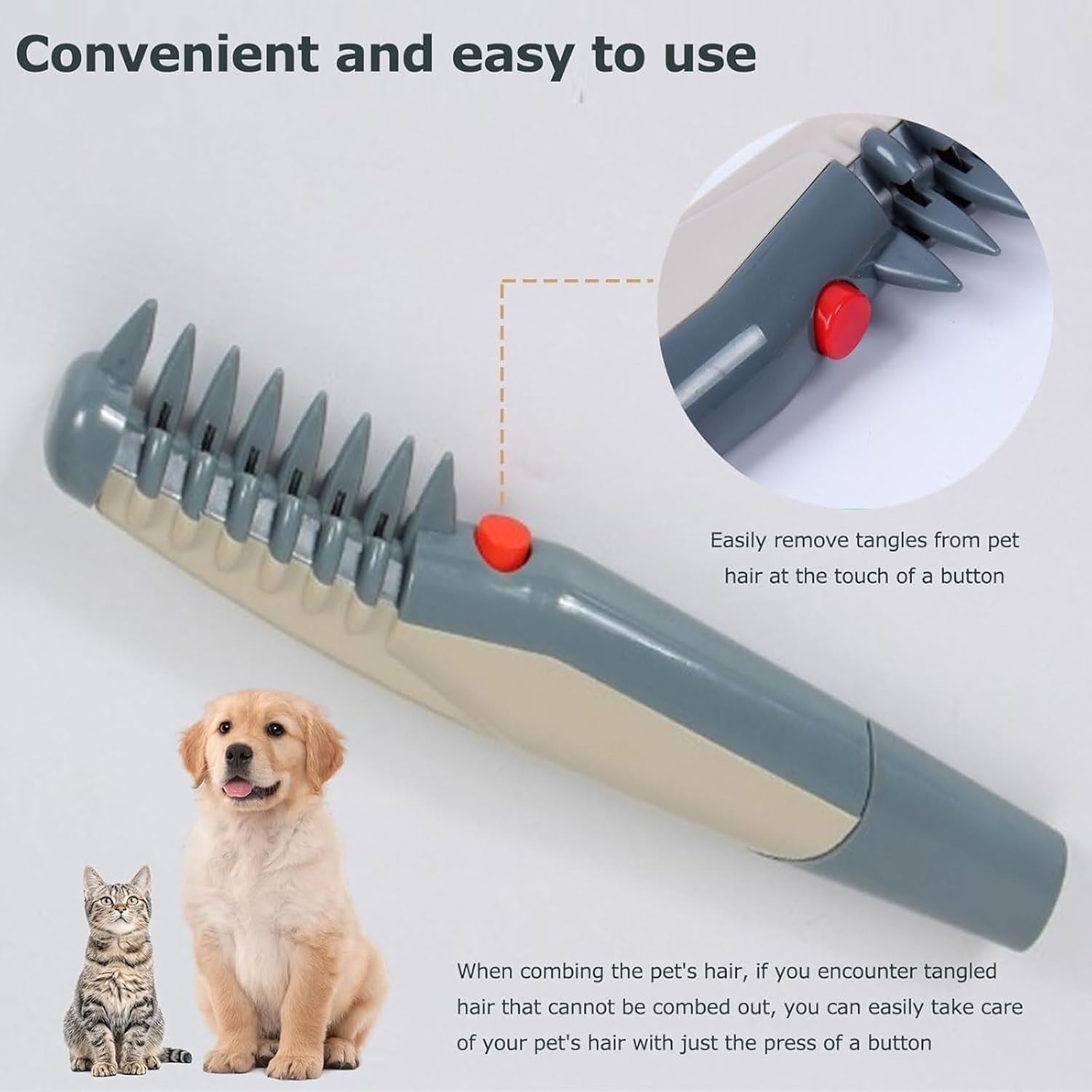 Pet Comb Electric Pet Hair Knot Remover, Pet Dog Grooming Comb Hair Trimme for Dogs Puppies Cats