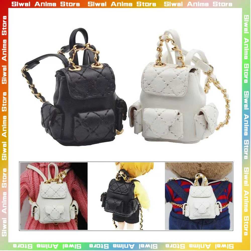 17cm V1 V2 Labubu Backpack Cute 1/6 1/8 1/12 BJD Dolls DIY Knapsack Cute 15cm Idol Plush Doll Accessories Packsack Kids GiftsT250313