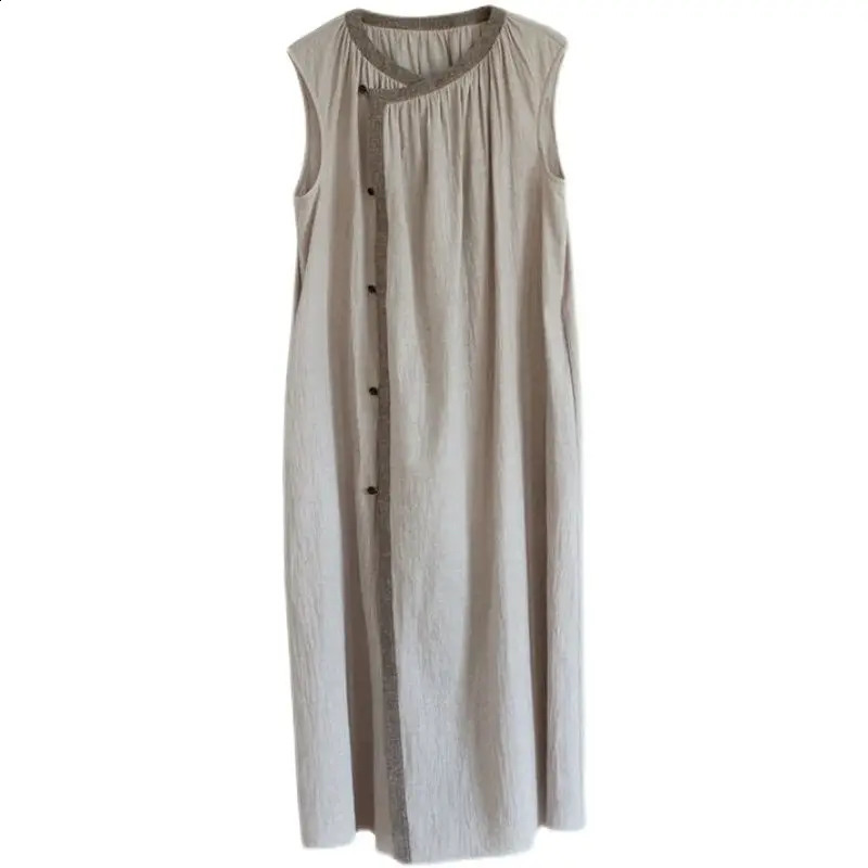 Summer Loose Sleeveless Dress n Niche Seaside Vacation Mid-length Vest Skirt 250313