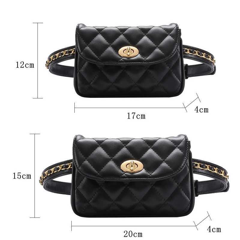 Female Waist Belt Bag PU Leather Metal Chain Waistband Female Pouch Punk Belts Bag for Wen trend Belt bag Y250314