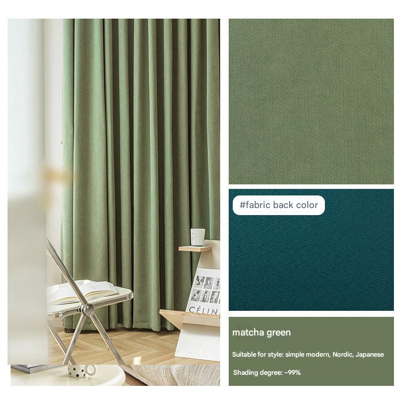 A936 Simple thick cream velvet curtain chenille blackout curtain fabric full blackout curtain fabric
