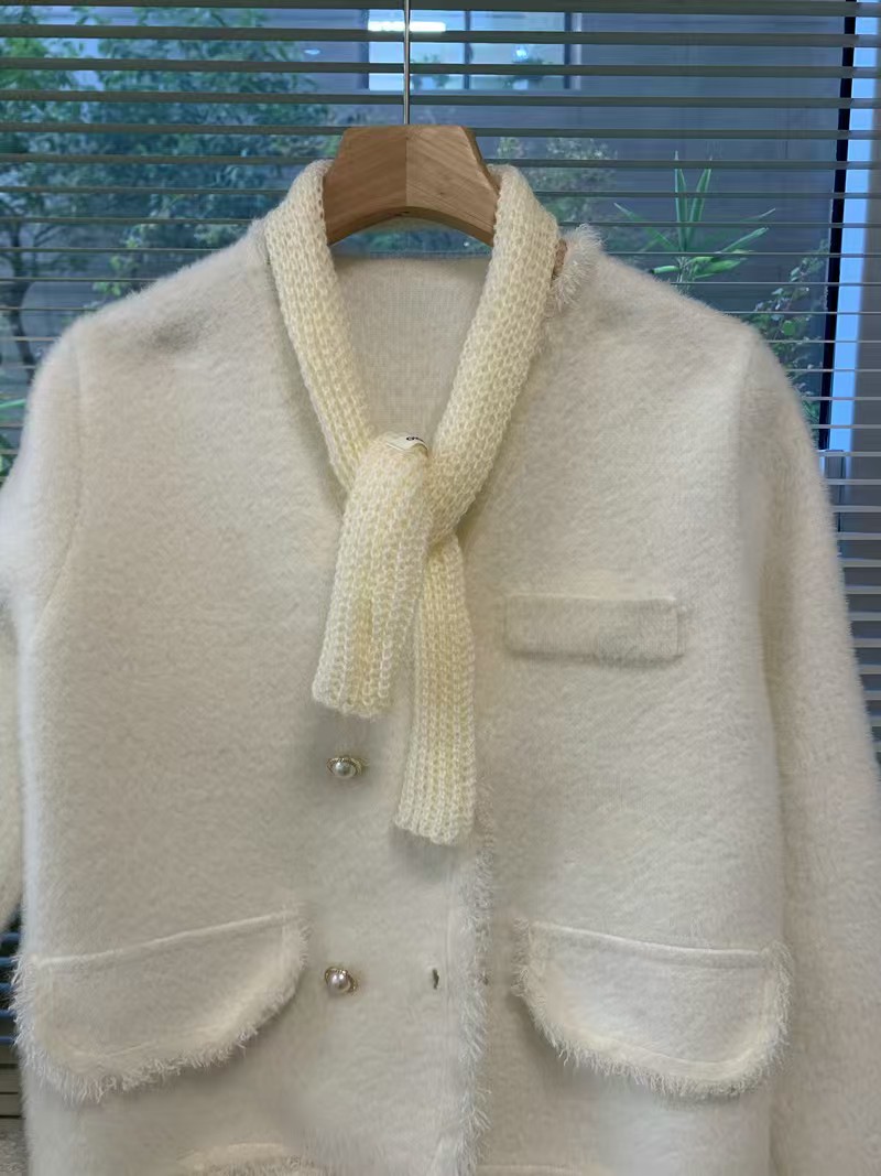 K125 Good stuff for atmosphere~Wool blended short thin scarf niche trendy solid color sausage autumn and winter small scarf for men and women