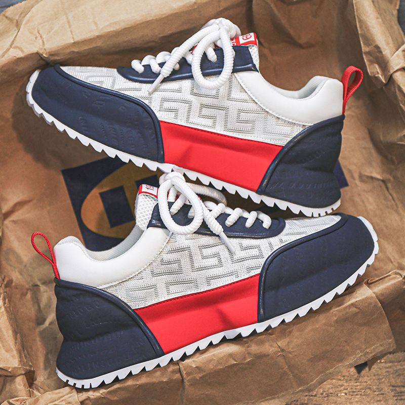 2025 new design free shipping casual shoes suitable for men's thick soled mesh breathable casual sports shoes outdoor sneakers