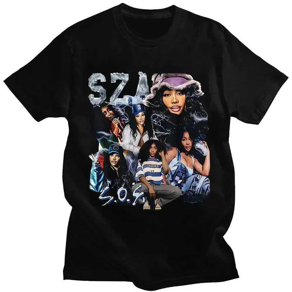 Rap singer SZA CTRL X SOS album printed T-shirt for women retro punk hip-hop Harajuku girl TShirt fashion T-shirt for women Top 70549 Y250314