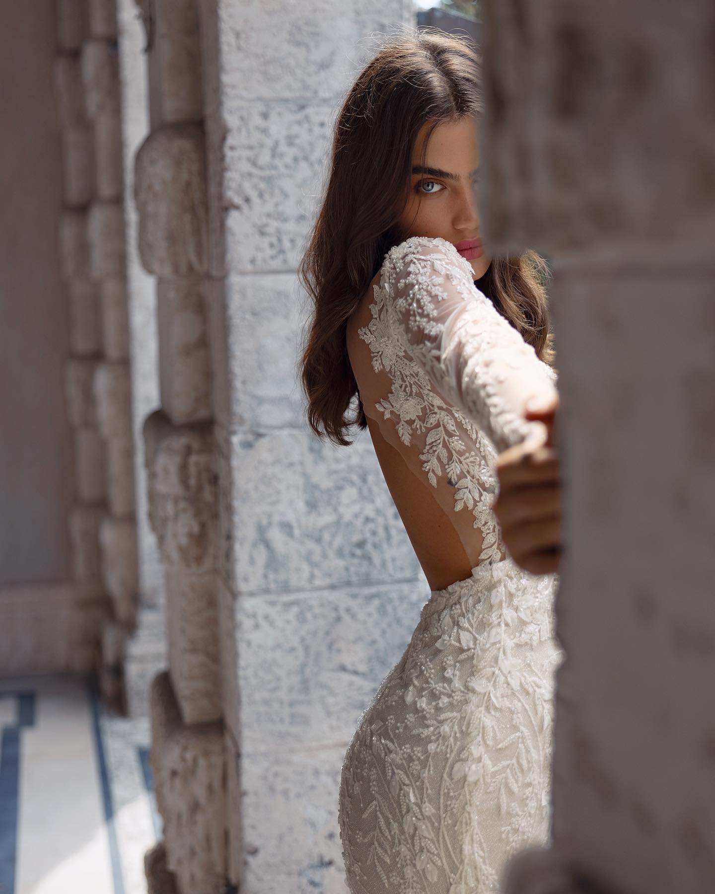 Amazing Mermaid Beaded Wedding Dresses With Detachable Train Lace Backless Bridal Gowns Deep V Necke Long Sleeves Vestido De Novia