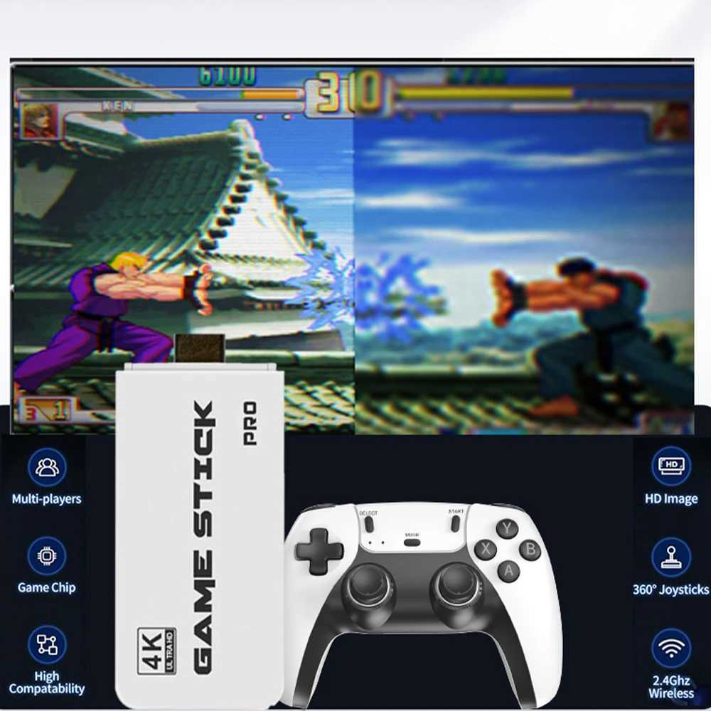 M8 4K Pro Game Stick 64G 30000+ Video Game Console 2.4G Double Wireless Controller 4K Retro Game TV Stick Retro Classic GamesXJ250314
