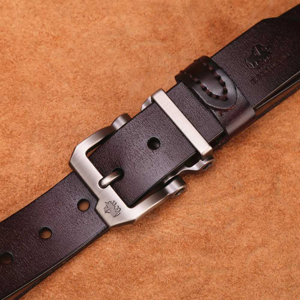 BISON DENIM Mens Genuine Leather Belt Gift Designer Jeans Belt Mens High Quality Denim Personalized Buckle Retro N71223 X250314