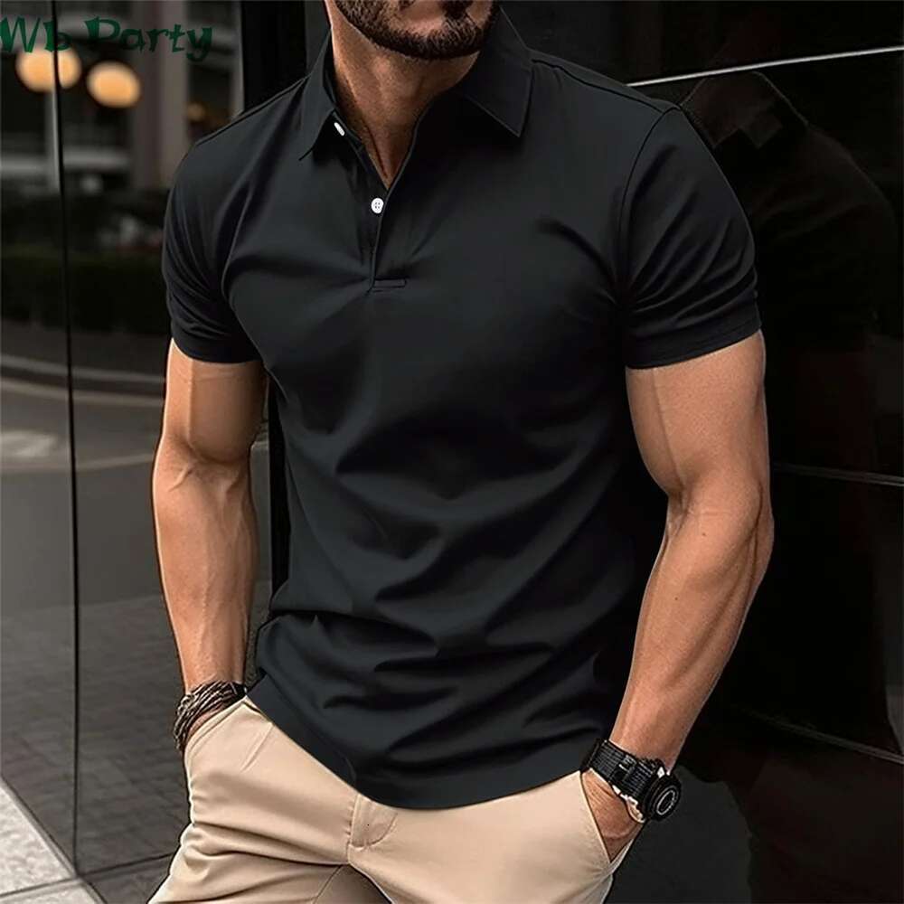 Fashion Men's Polo Simple Print T Shirt Lapel Short Sleeve T-Shirt Haruku Street Shirts For Men New In Tops & Tees