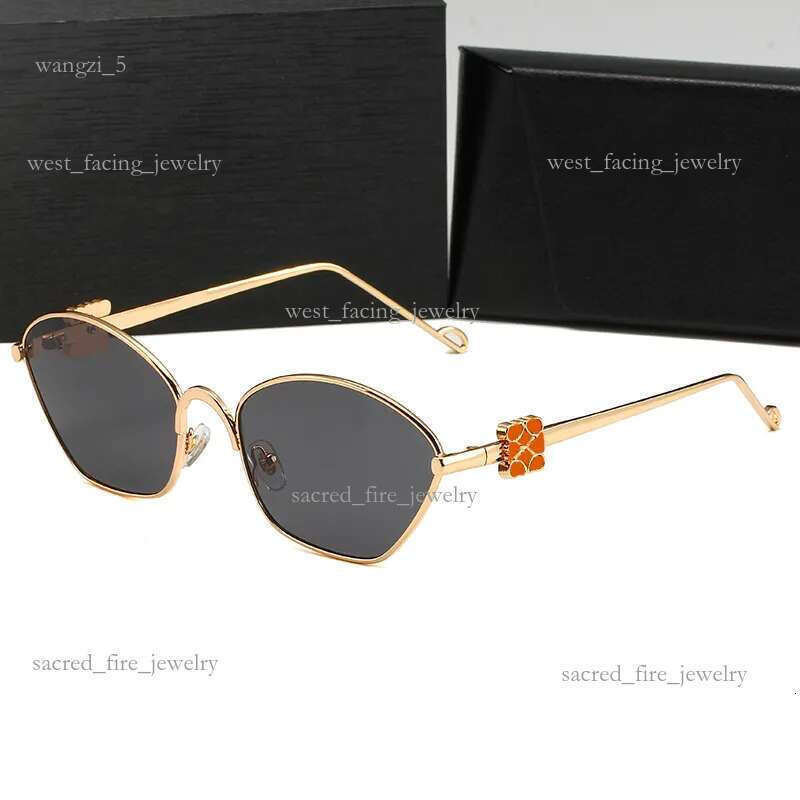 Loewesunglasses Luxury Designer Men Women Gold Metal Frame Sliver Rectangular Glasses Mens Driving Sunglass For Ladies Fashion Eyeglasses F 85b