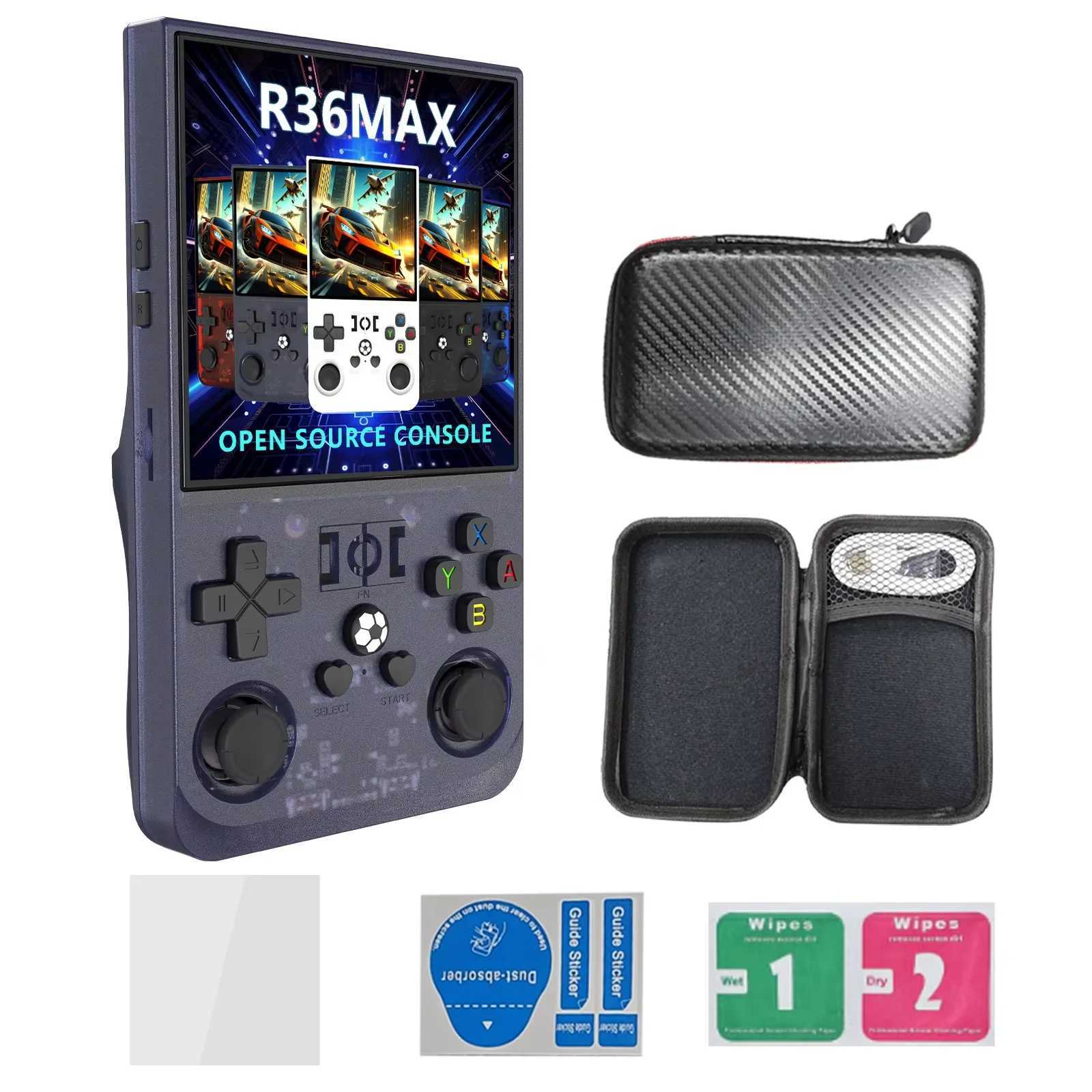 R36max Handheld Retro Game Console 4 Inch HD Large Sn Portable Pocket Video Player Open-Source Linux System R36 Max GamesXJ250314
