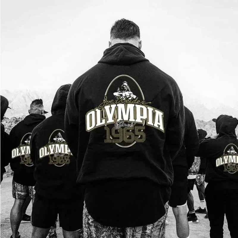OLYMPIA Autumn and winter Orsay Commemorative Fitness Hooded Sweatshirt Trend Olympia Casual Running Sports Tops 250311