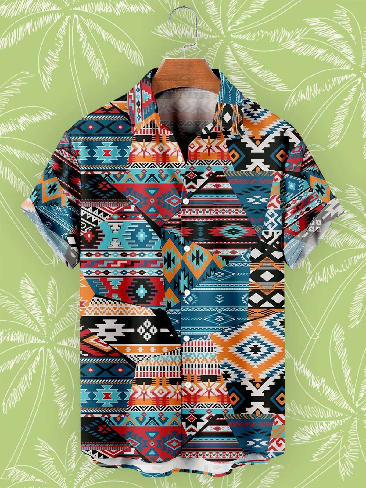 Retro Summer Short Sleeve Bohemian African Tribe 3D Print Shirts For Men 2023 Casual Hawaiian Beach Social Oversized Tops