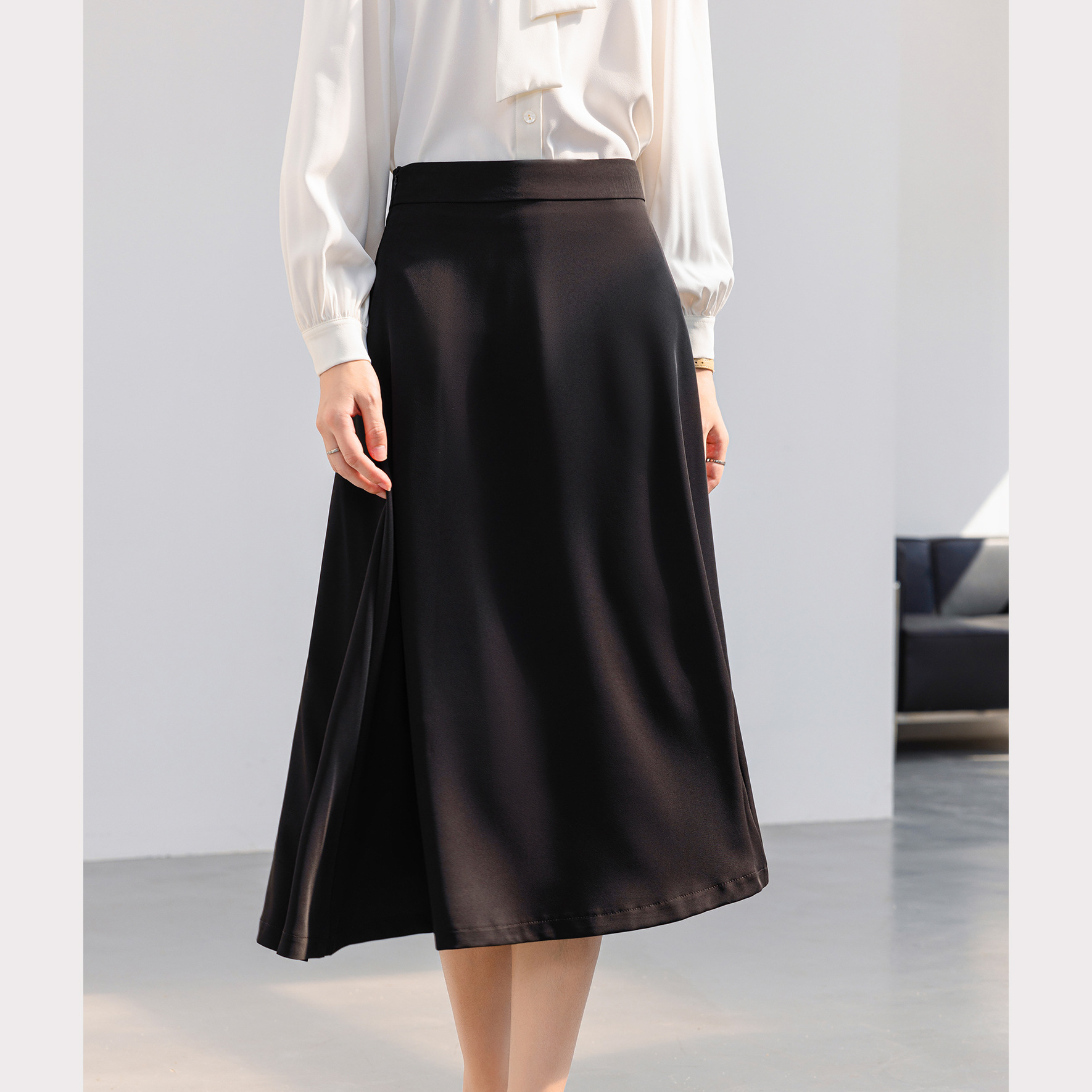 MU220 Skirt Women's Mid-Length Outfit 2025 Spring and Summer New Professional Work Skirt