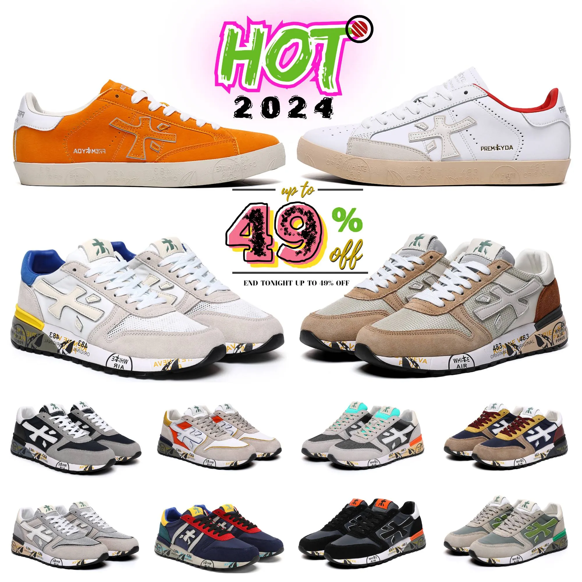 2025 Designer Premiatas Shoes Italy 2025 New for Men Women Sneakers Genuine Vintage Premiate Sneakers Couple Rice Premiada Shoes Running Chaussures Casual Shoes