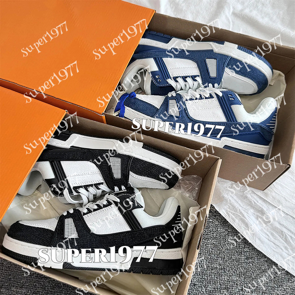 Designer shoes Embossed Shoes sneaker trainers Casual shoes denim canvas leather white green Virgil letter fashion platform mens womens low trainers Size 36-45 12