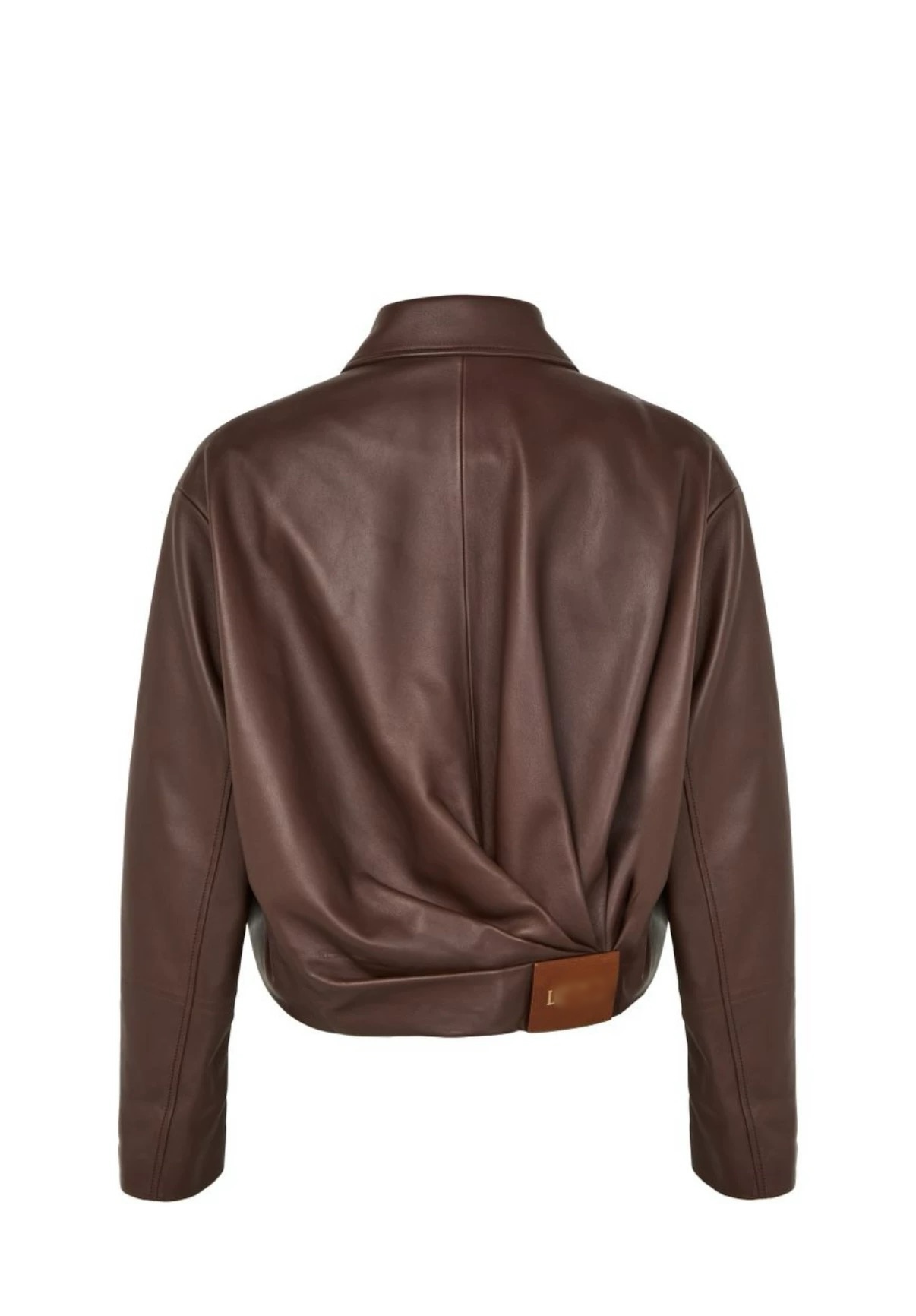 Lo Ladies chocolate brown drape leather Jacket 2025