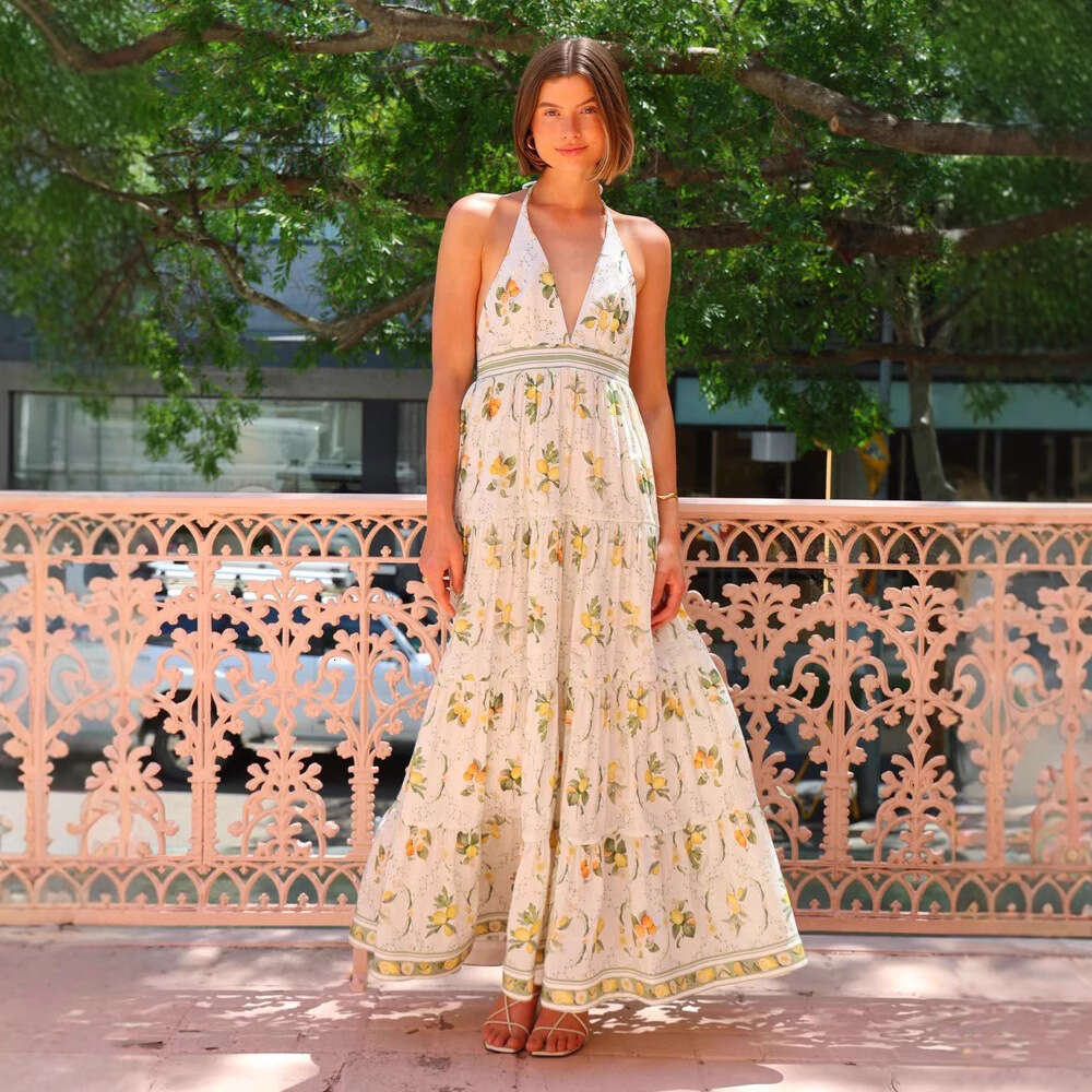 Bestseller 2025 Sweet Wind Hanging Neck Unique Backless Deep V-Neck Dress Ddmylion