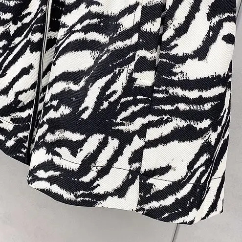 Fashion Shorts Summer Elastic Waist Drawstring Loose Slimming Zebra Pattern A-line Wide-leg Pants Trendy 250313