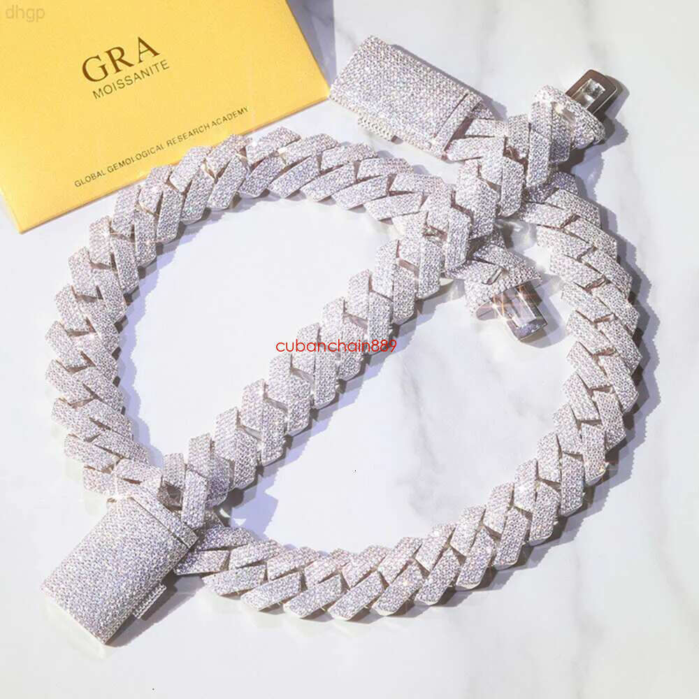 3rows 4rows 16mm 20mm Fine Jewelry S Sier Ice Out Moissanite Cuban k Chain Mans Hip Hop Necklace