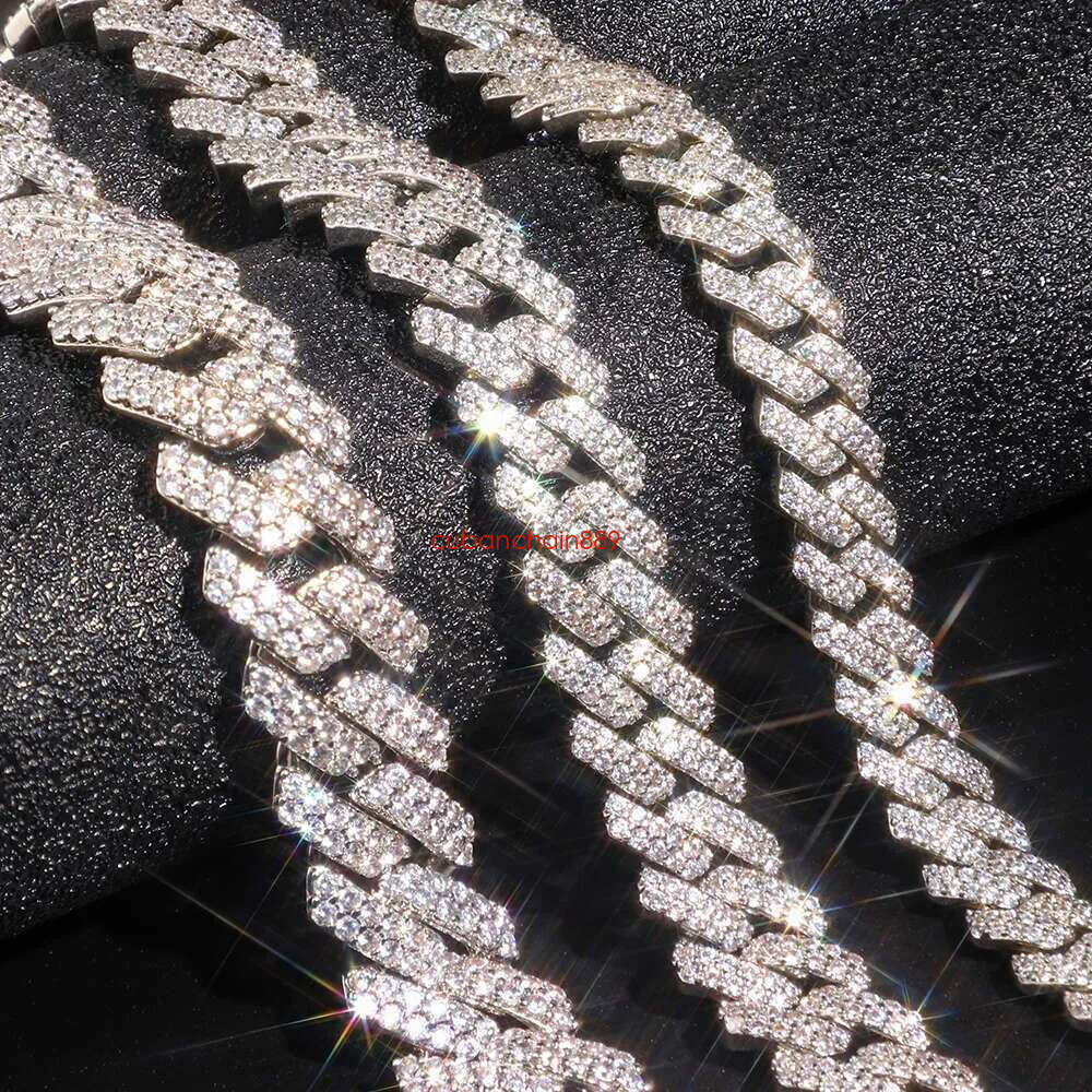 Hip Hop Jewelry Men Necklace 8mm 10mm 12mm Past Dia Test VVS Moissanite Cuban k Chain