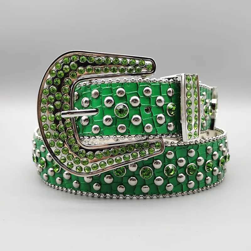 Warm jeans Rhinestone oversized belt mens belt western denim shiny rivet design leather hip-hop punk rock Y2K style belt X2503141