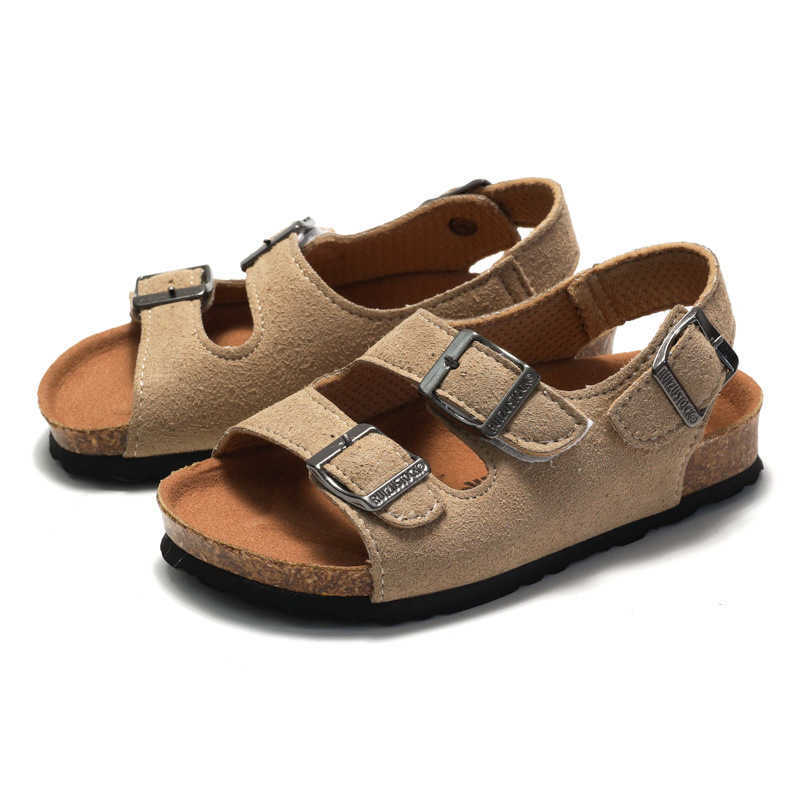 Sandals 2025 Spring/Summer Childrens Boys and Girls Cork Sandals One Word Shoes Flip flops Trendy Beach Korean Version Double Loop Y250315V0DJ