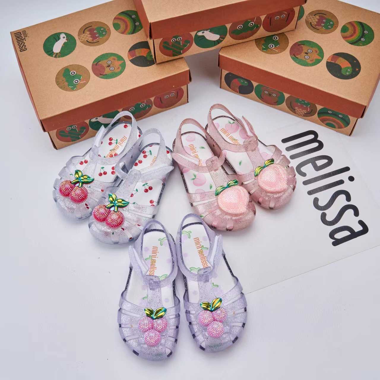 Sandals 2025 Mei Sha New Childrens Shoes Mei Sha Fruit Childrens Shoes Baotou Hollow Sandals Cherry Peach Childrens ShoesY2503153CU5