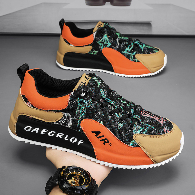 Free shipping 2025 summer new men fashion sneakers black white orange sport shoes breathable athleisure runners trainers men size 39-44 hot sale