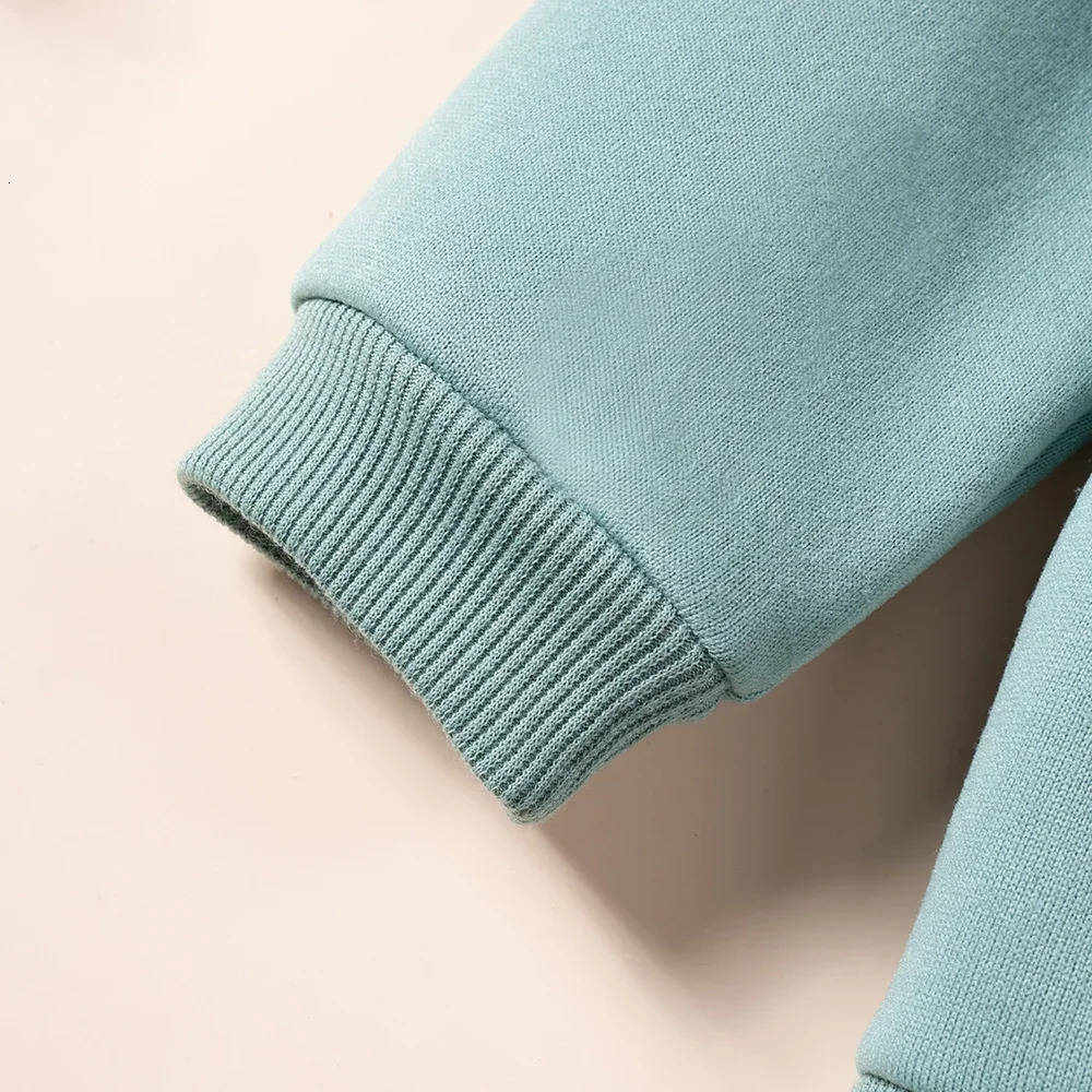 Winter Childrens Warm Big Heart Printed Plush Lining Comfortable Top And Pants 2Pcs Boys And Girls Daily Home Sports Set 250314