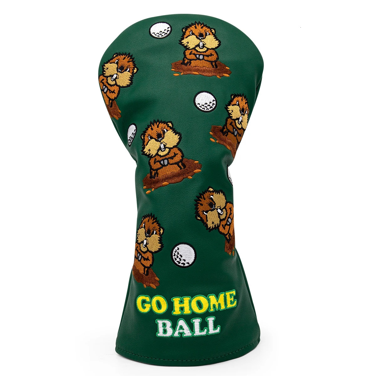 Green Leather Groundhog Golf Driver Fairway Wood HybridUT Headcover Club Head Cover High Quality Embroidery 250314