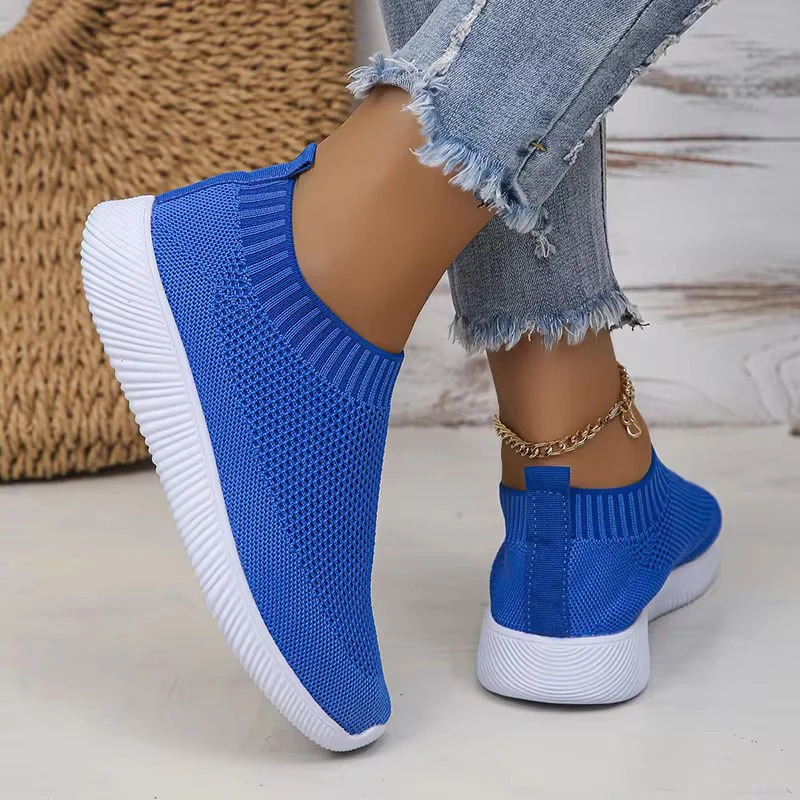 Breathable Knitting Platform Sneakers Women Comfort Soft Sole Non-slip Sports Shoes Woman Light Flat Heel Casual Shoes Ladies 250314