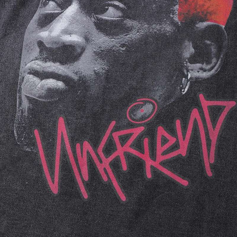 Men Oversized Washed Hip Hop Streetwear Dennis Rodman Graphic Short Sleeve T Shirt Summer Haruku Fashion Tees