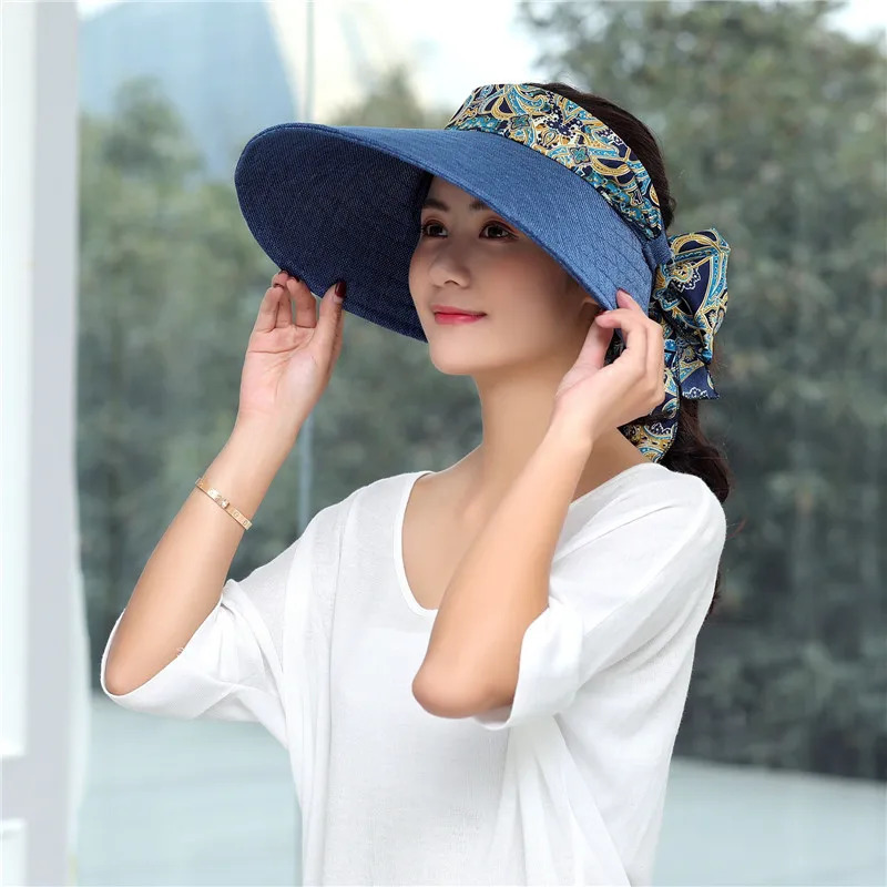 Fashion bow decoration UPV50 sunscreen outdoor sports hat mens empty top hat Visor hat Sombreros 250311BJ - view 6