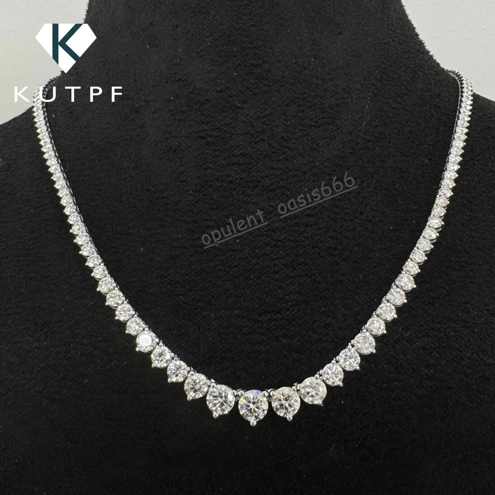 3-Claw Graduated Moissanite Tennis Necklace S925 Sterling Silver GRA Certified Lab Diamond Wedding Riviera Necklace for Women