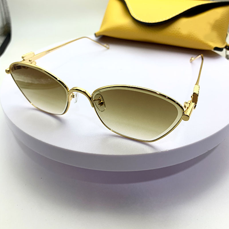 Luxury Men Women Metal Sunglasses LW40115U Designer Anagram Hexagonal Sunglasses Brown Gradient Polarized Protective Lens Glasses Summer Driving Vacation