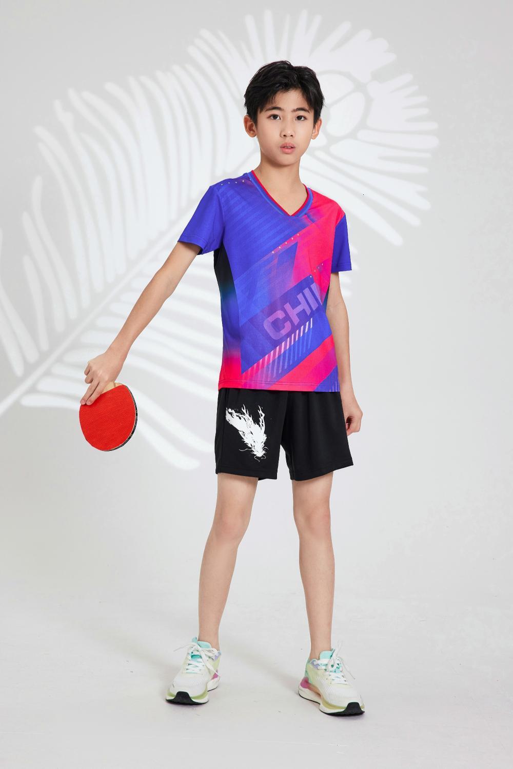 Ice silk spandex quick drying children's adult table badminton tennis training suit customized printing tracksuit