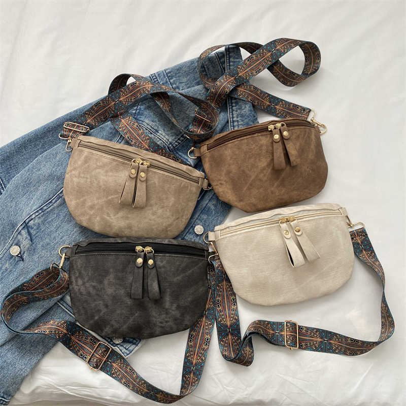 PU Leather Waist Bags Stylish Hobo Solid Color Shoulder Satchel Luxury Designer Chest Bag Wide Strap Fashion Fanny Pack M250314