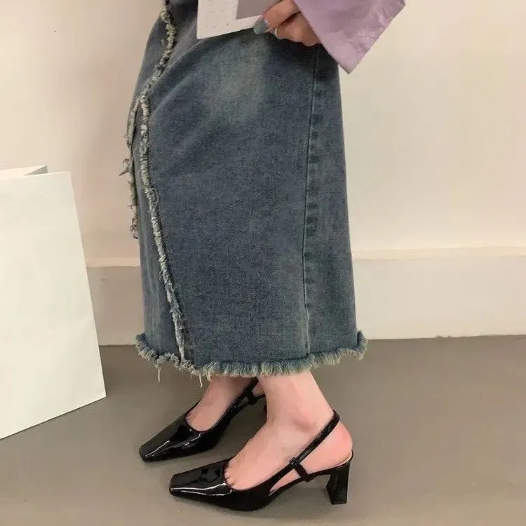 Patent Leather Mary Janes Shoes Summer Fashion Square Toe Womens Pumps Comfortable Chunky Heel Ladies Single 240613