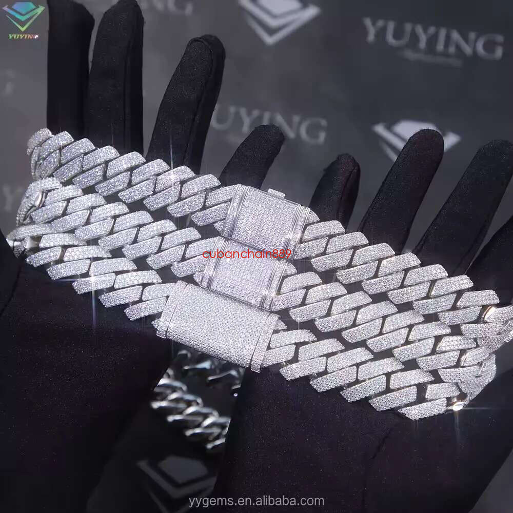 designer chain necklace hip hop jewelry 15mm wide 2rows k chains vvs moissanite white gold plated sterg sier cuban bracelets