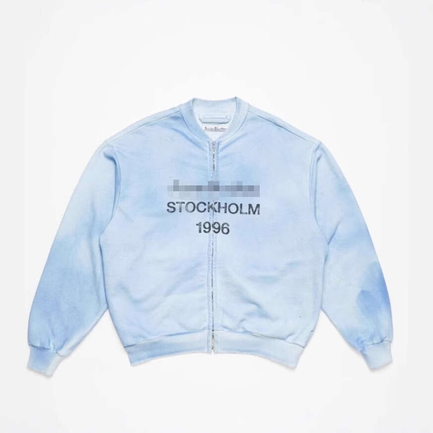 American Trendy AC Washed Outdated 1996 Damaged Casual Sports Loose Men's and Women's Zipper Hoodie Jacket
