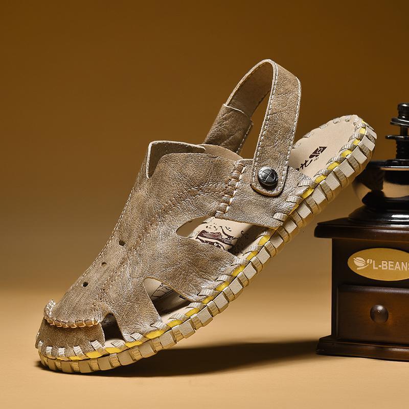 Light Luxury Baotou Slippers For Men 2025 New Summer Designer Sandals Outdoor Beach Sandals High End Breathable Fashion Sewing Men's Shoes