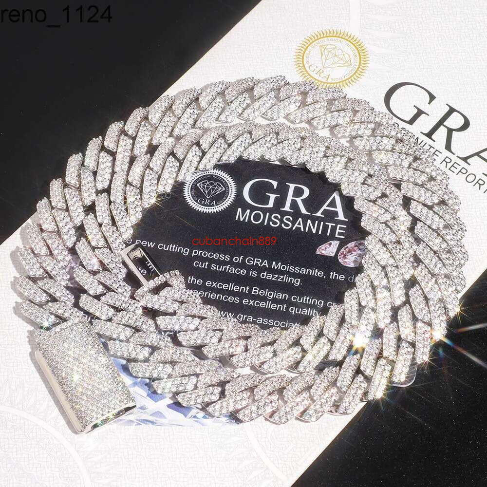 Hip Hop Jewelry Men Necklace 8mm 10mm 12mm Past Dia Test VVS Moissanite Cuban k Chain